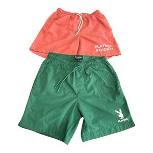 Playboy Men's Green and Coral Shorts Set